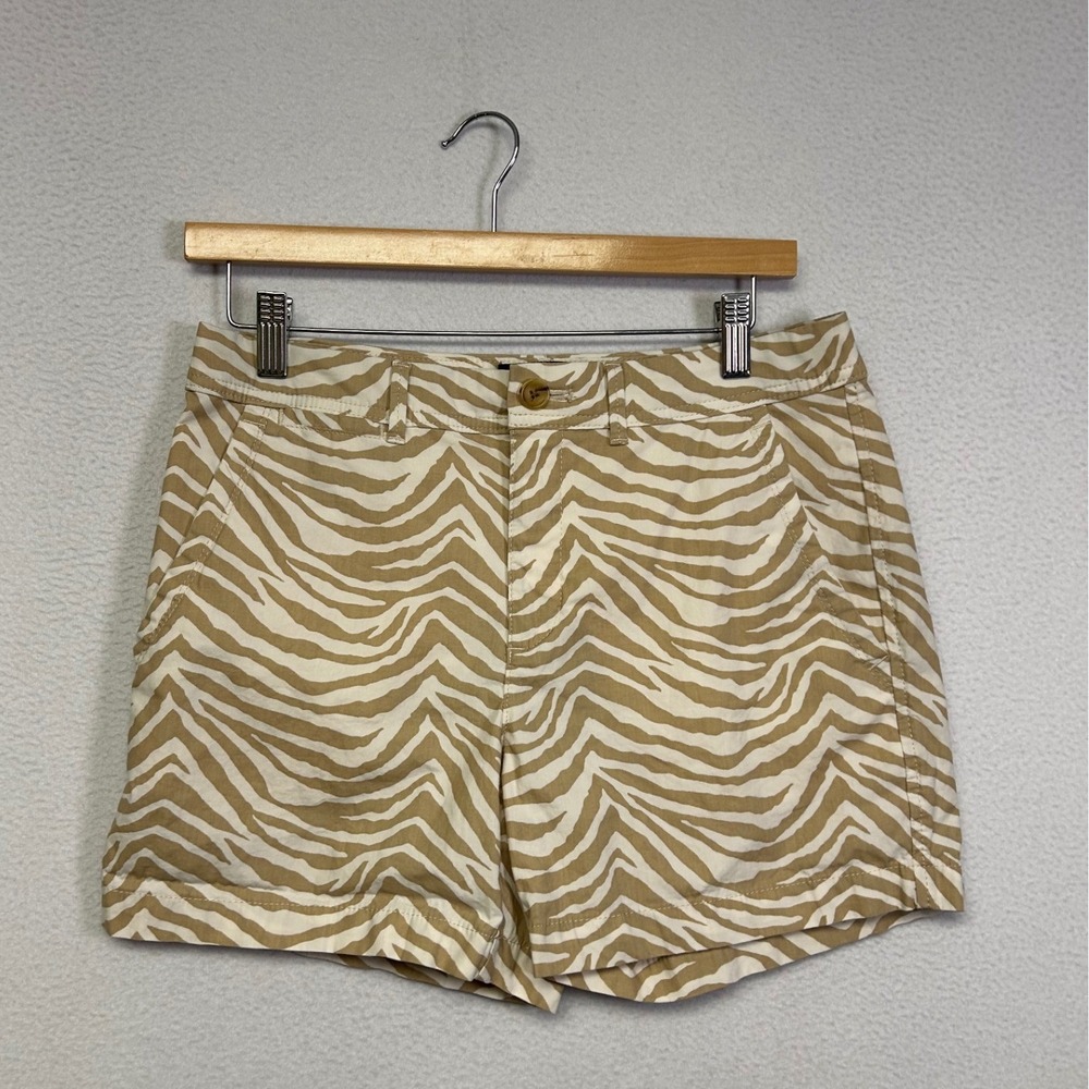 Safari Animal Print Banana Republic Women 4 Tan Zebra Chino Shorts